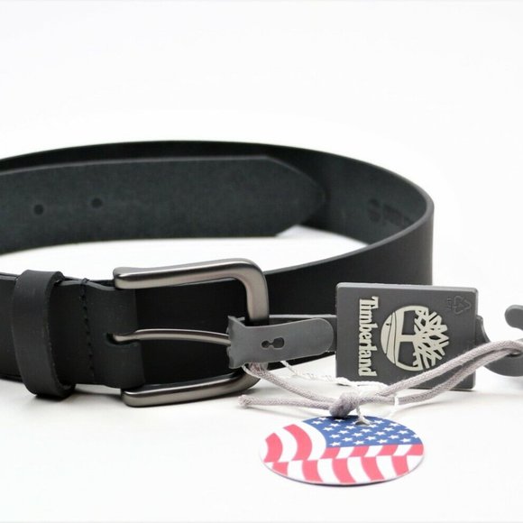 Timberland Size 32 Men's Classic Leather Belt Made in USA Black New - Picture 8 of 8